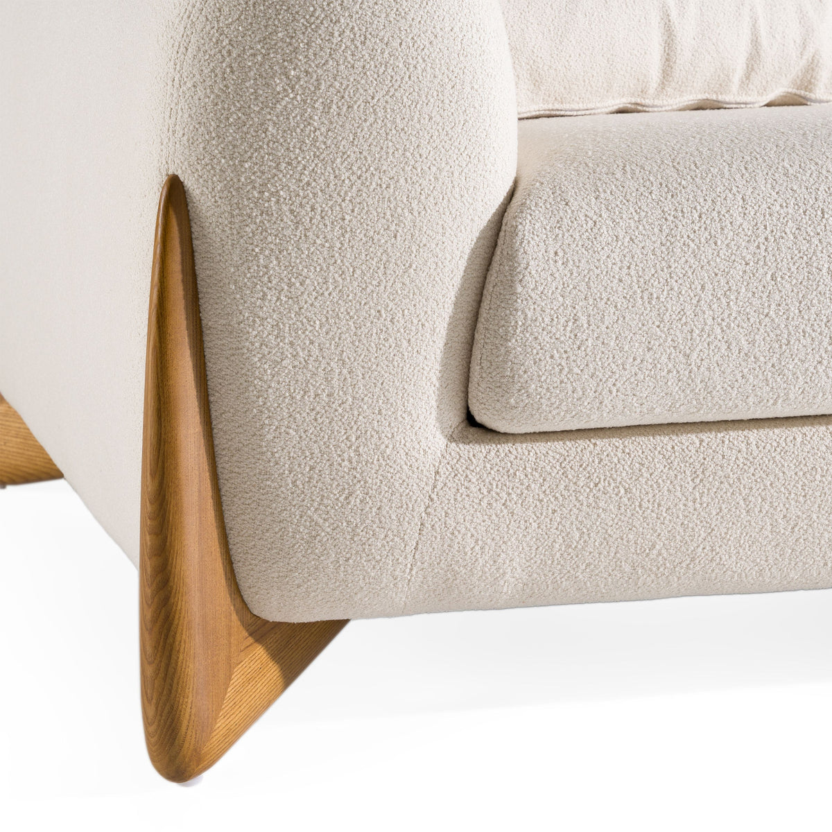 Palacio 100" Cream Fabric and Walnut Sofa
