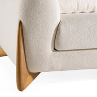 Palacio 100" Cream Fabric and Walnut Sofa