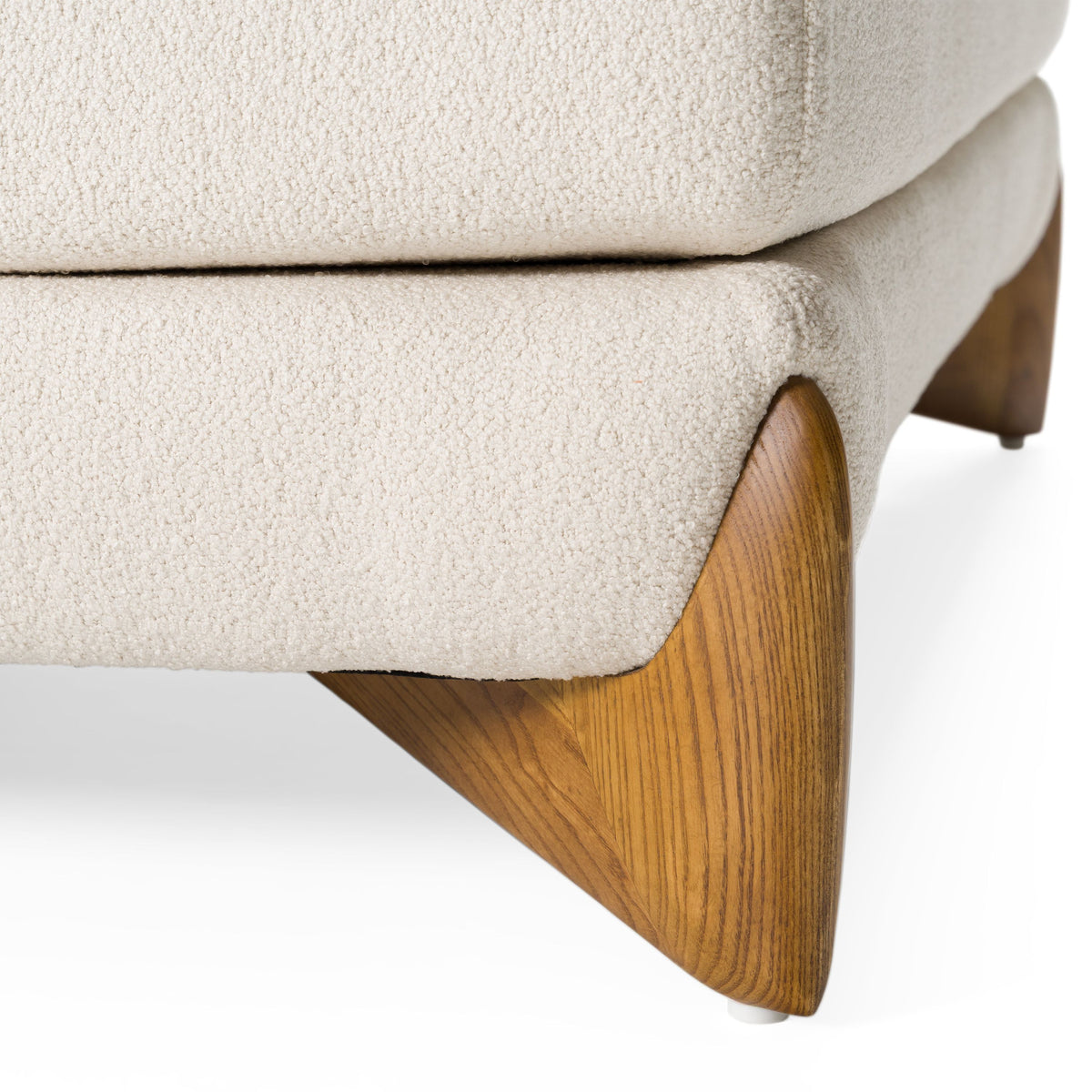 Palacio 138" Cream Fabric and Walnut RAF Sectional Sofa