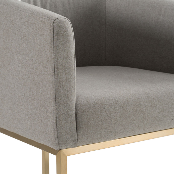 Ren Modern Light Grey Fabric & Antique Brass Dining Chair