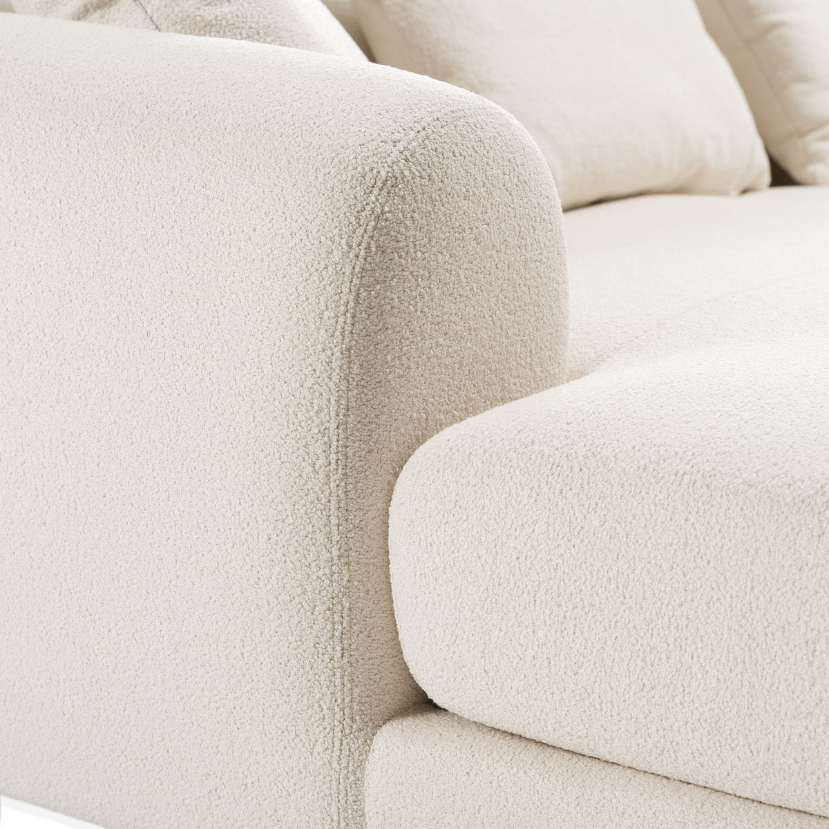 Palacio 138" Cream Fabric and Walnut RAF Sectional Sofa