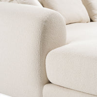 Palacio 138" Cream Fabric and Walnut RAF Sectional Sofa