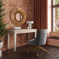 Blythe White Burl Rectangular Desk- Luxury Living Collection