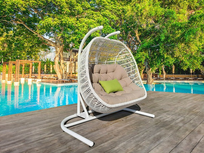 Meridian Outdoor White & Beige Hanging Chair