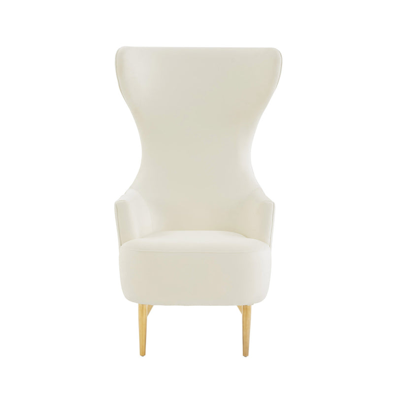 Versailles Cream Velvet Channel Tufted Wingback Chair - Luxury Living Collection