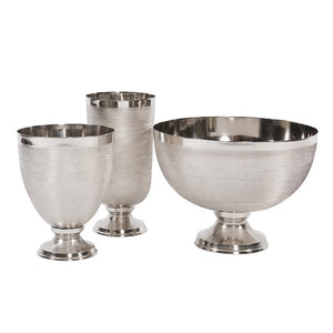 Textured Black and Silver Metal Vase Set