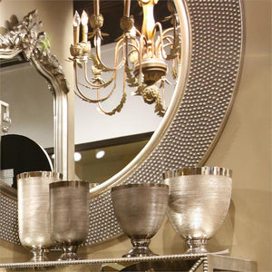 Textured Black and Silver Metal Vase Set