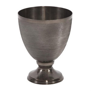 Textured Black and Silver Metal Vase Set