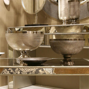 Textured Black and Silver Metal Vase Set