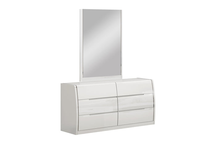Jaylee White Lacquer Bedroom Dresser Mirror
