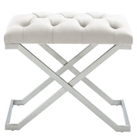 Minto Ivory Velvet and Silver Bench