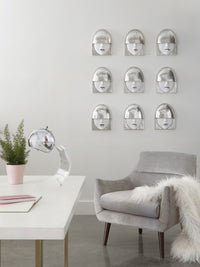 White & Silver Face Wall Sculptures (Set of Three)