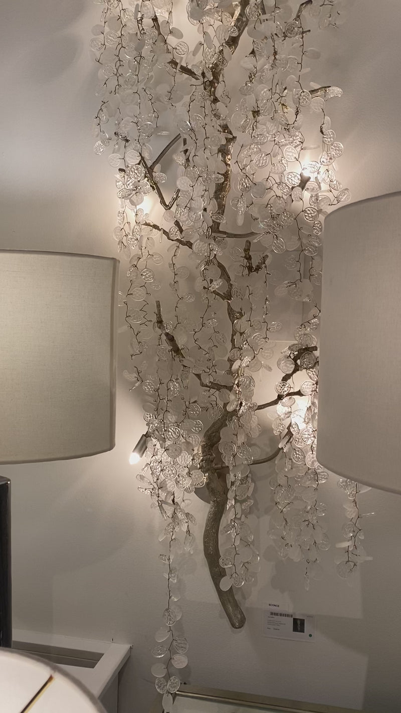 Willow Illuminated Clear Crystal Eight-Light Wall Sculpture - Luxury Living Collection
