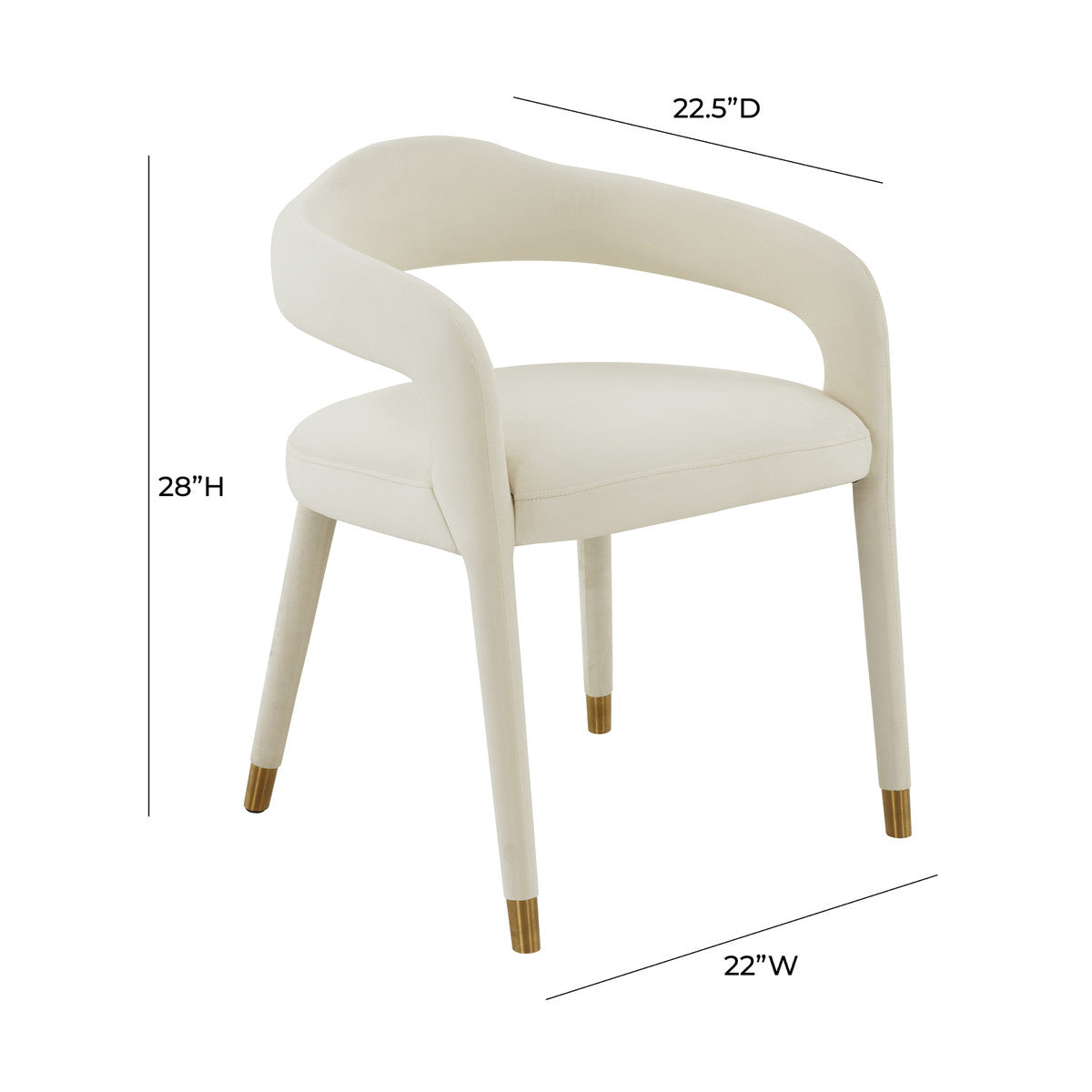 Bailey Cream Velvet Dining Chair - Luxury Living Collection