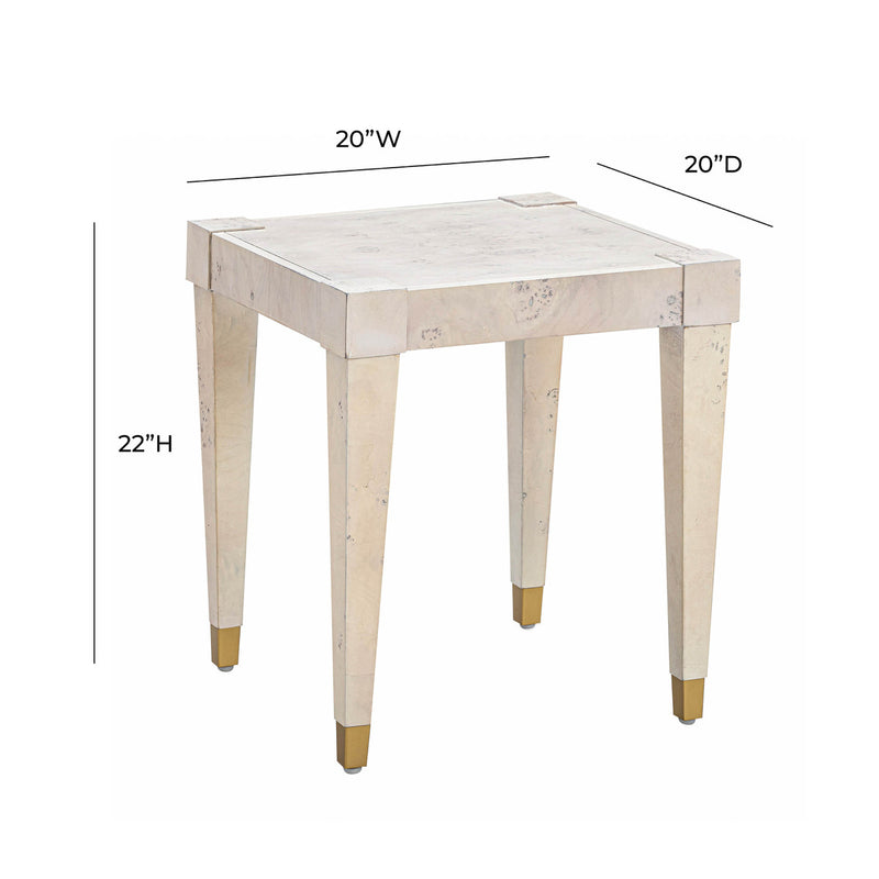 Blythe White Burl Wood End Table - Luxury Living Collection