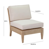 Waltz Natural Beige Outdoor Armless Chair - Luxury Living Collection