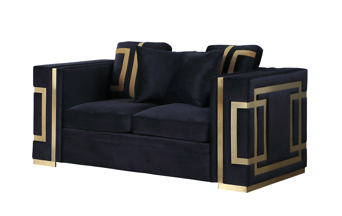 Aislinn Black Suede Fabric Sofa Set