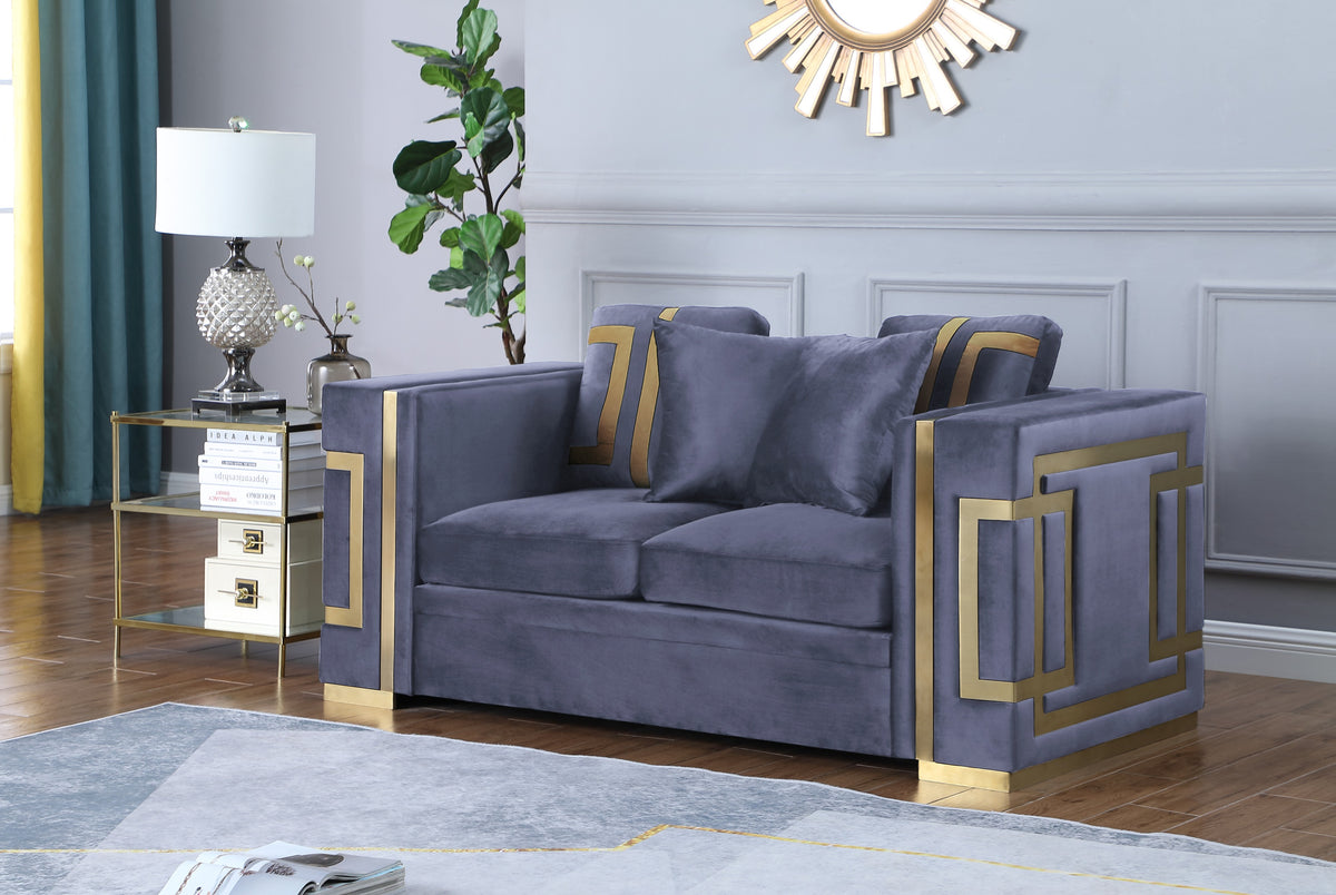 Aislinn Grey Suede Fabric Sofa Set