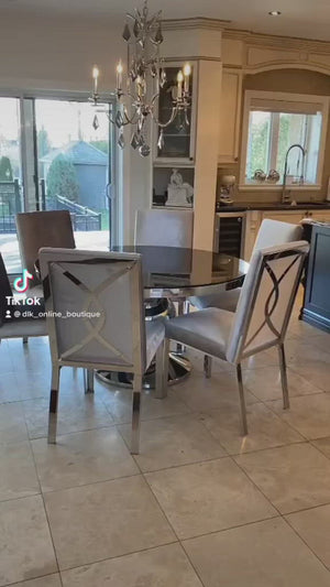 Amabilia Light Grey Velvet Dining Chair