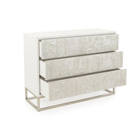 Massena Three-Drawer Pewter Silver Chest - Luxury Living Collection