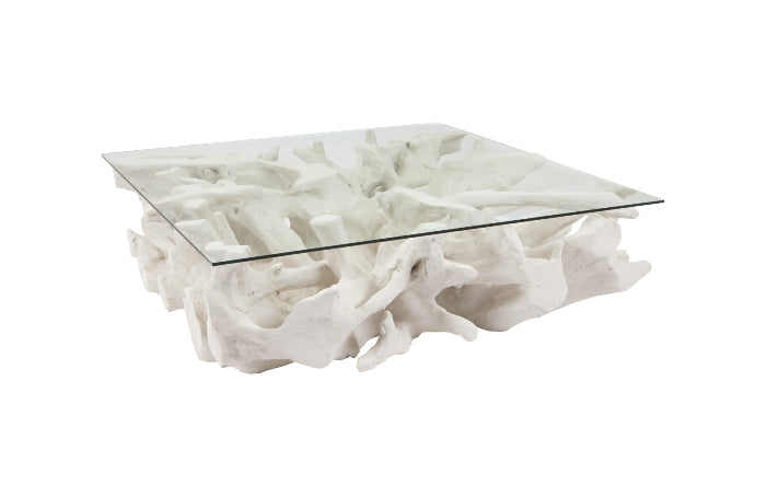 Luxi White Stone Natural Root Coffee Table