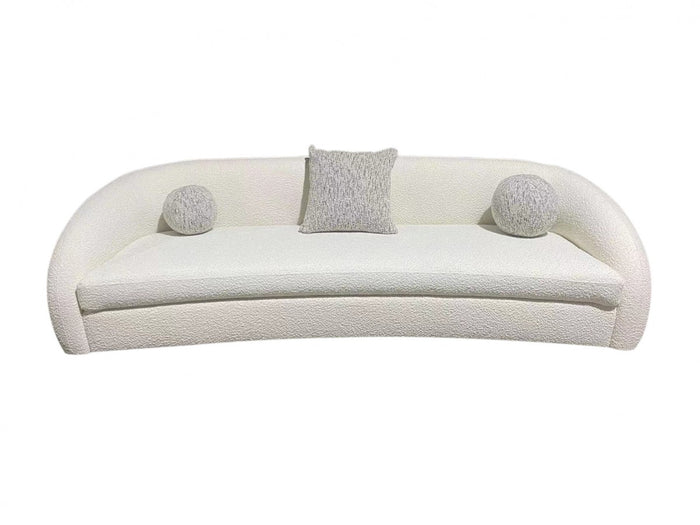 Kiano Modern 4-Seater Curved White & Taupe Fabric Sofa
