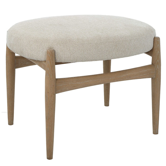 Parezi 25" Off-White & Solid Oak Bench