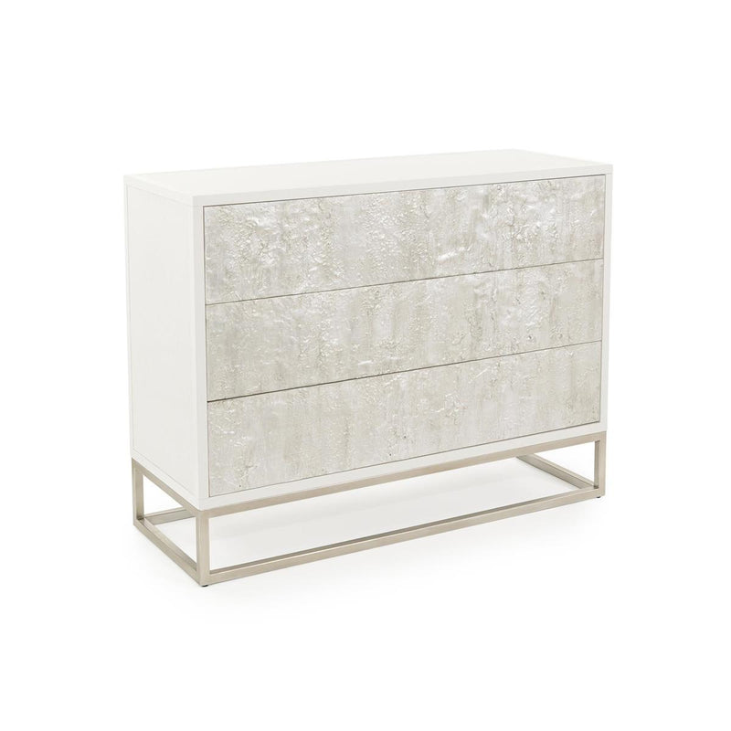 Massena Three-Drawer Pewter Silver Chest - Luxury Living Collection