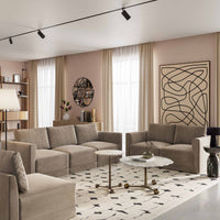 Valentina Taupe Velvet Modular RAF Corner Seat - Luxury Living Collection