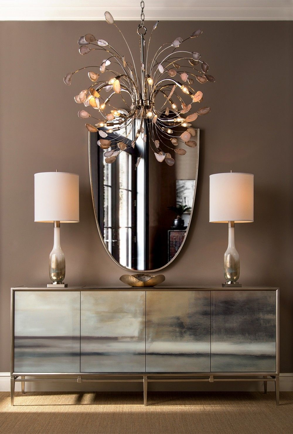Annika Agate and Brass Eight-Light Chandelier - Luxury Living Collection