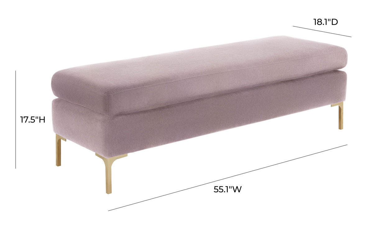 Arzu Blush Textured Velvet Bench - Luxury Living Collection