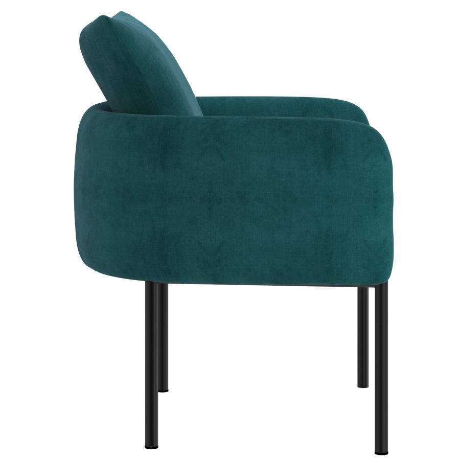 Izabella Aqua Velvet with Black Legs Accent Chair