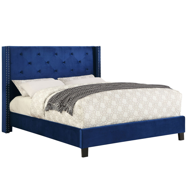 Aylin Blue Velvet Platform Bed