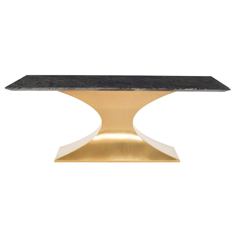 Aphrodite Black Wood Vein Marble Top with Brushed Gold Dining Table