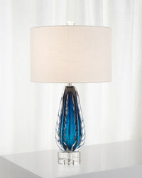 Kiera Amalfi Blue and Clear Glass Table Lamp - Luxury Living Collection