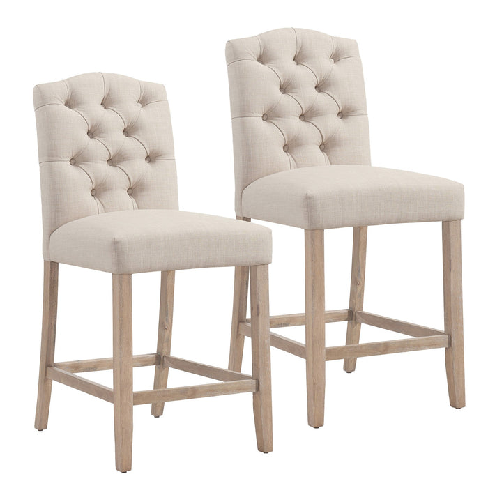 Alessia 26" Beige Fabric Counter Stools (Set of 2)