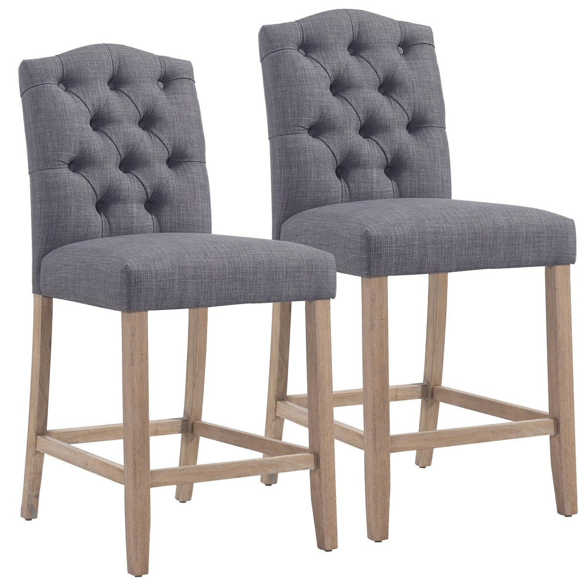 Alessia 26" Grey Fabric Counter Stools (Set of 2)