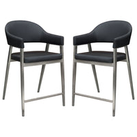 Asta Black Leatherette with Brushed Stainless Counter Chairs (Set of Two) - Luxury Living Collection