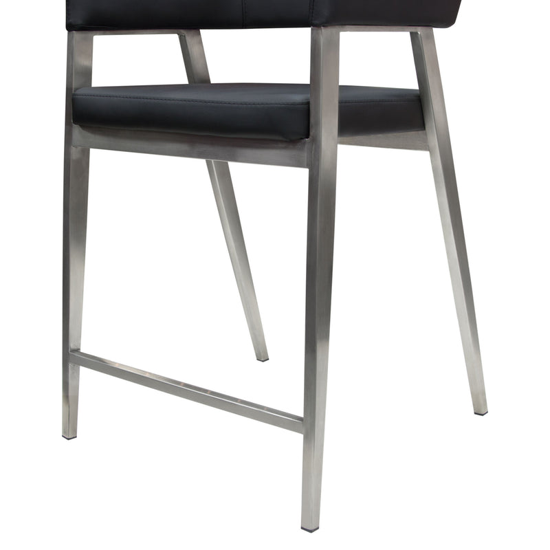 Asta Black Leatherette with Brushed Stainless Counter Chairs (Set of Two) - Luxury Living Collection