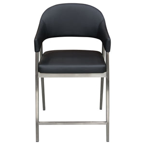 Asta Black Leatherette with Brushed Stainless Counter Chairs (Set of Two) - Luxury Living Collection