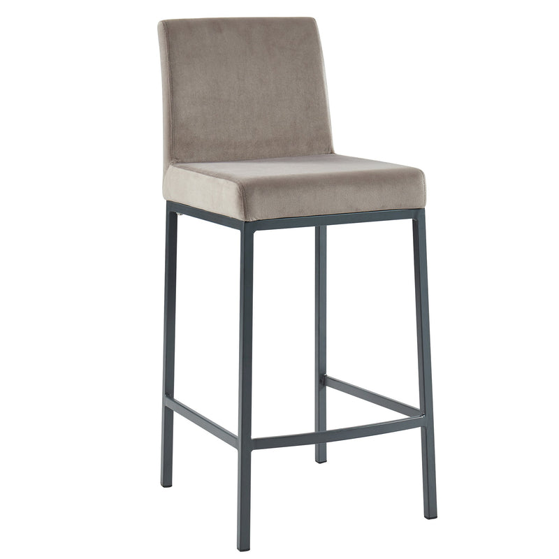 Astrid 26" Grey Velvet and Grey Legs Counter Stools (Set of 2)