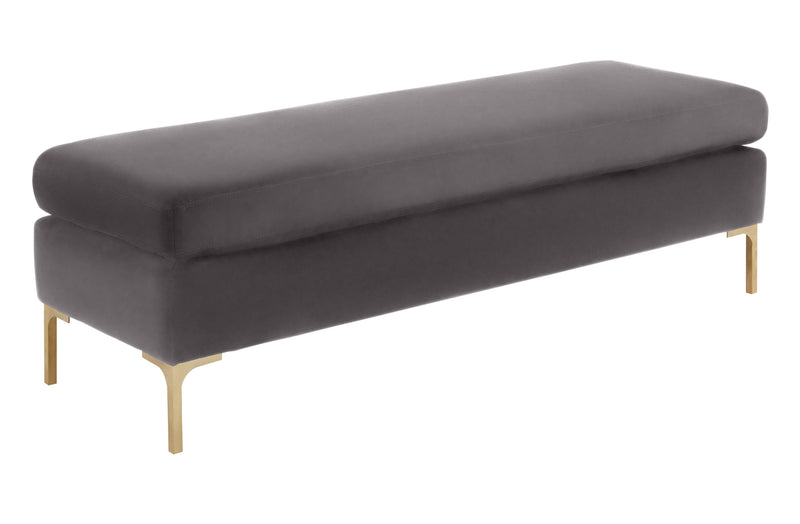 Arzu Grey Textured Velvet Bench - Luxury Living Collection