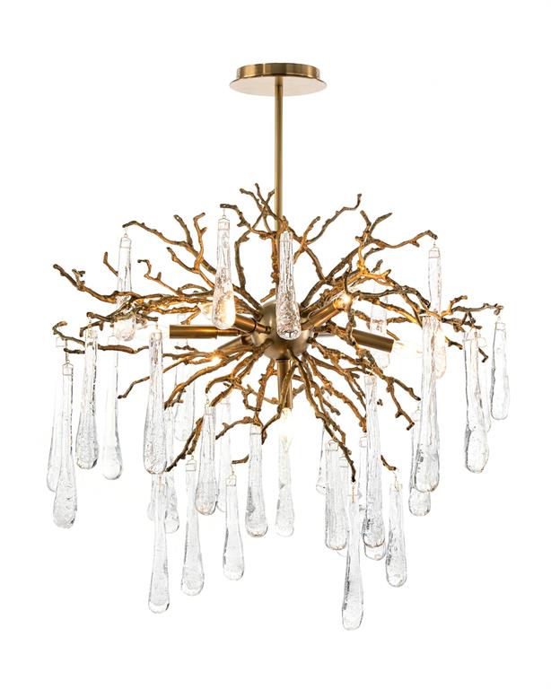 Ashby Brass and Glass Teardrop Seven-Light Chandelier - Luxury Living Collection