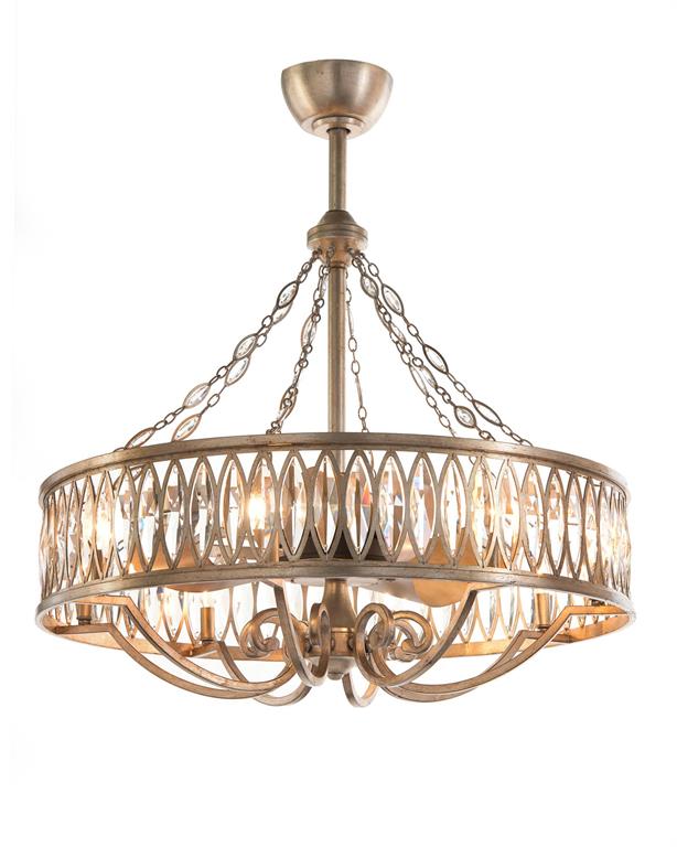 Aldrich Crystal Eight-Light Pendant with Fan - Luxury Living Collection