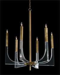 Hape Acrylic and Antique Brass Six-Light Chandelier - Luxury Living Collection