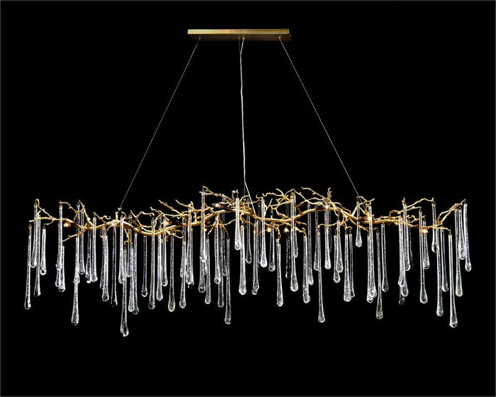 Ashby Glass Teardrop Fourteen-Light Horizontal Chandelier - Luxury Living Collection