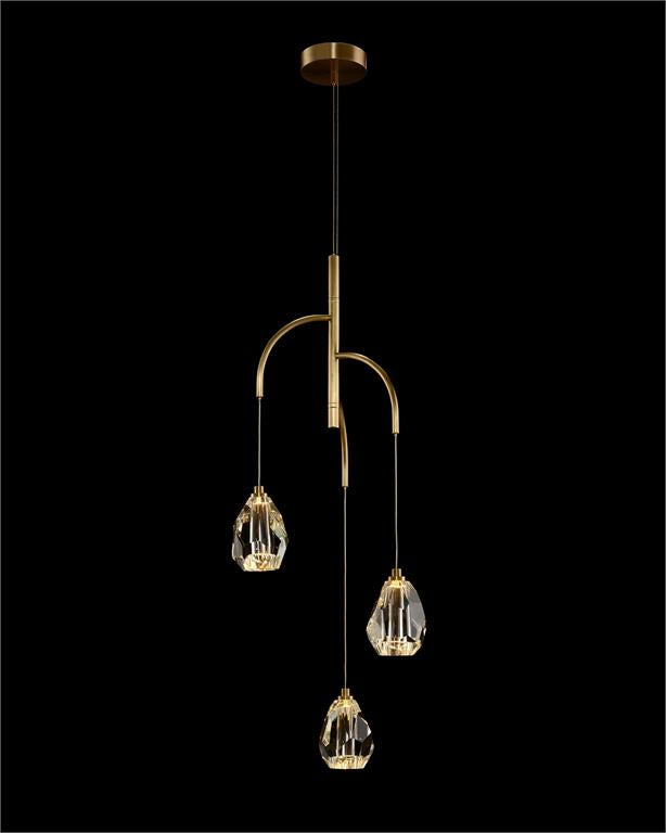 Stourton Chunk Crystal Three-Light Chandelier - Luxury Living Collection