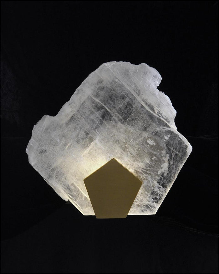 Yve Selenite Pane Wall Sconce in Antique Brass - Luxury Living Collection
