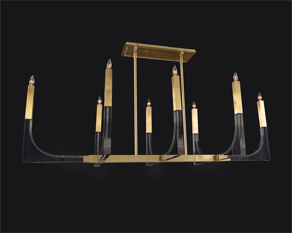 Jovi Acrylic Eight-Light Chandelier with Antique Brass - Luxury Living Collection