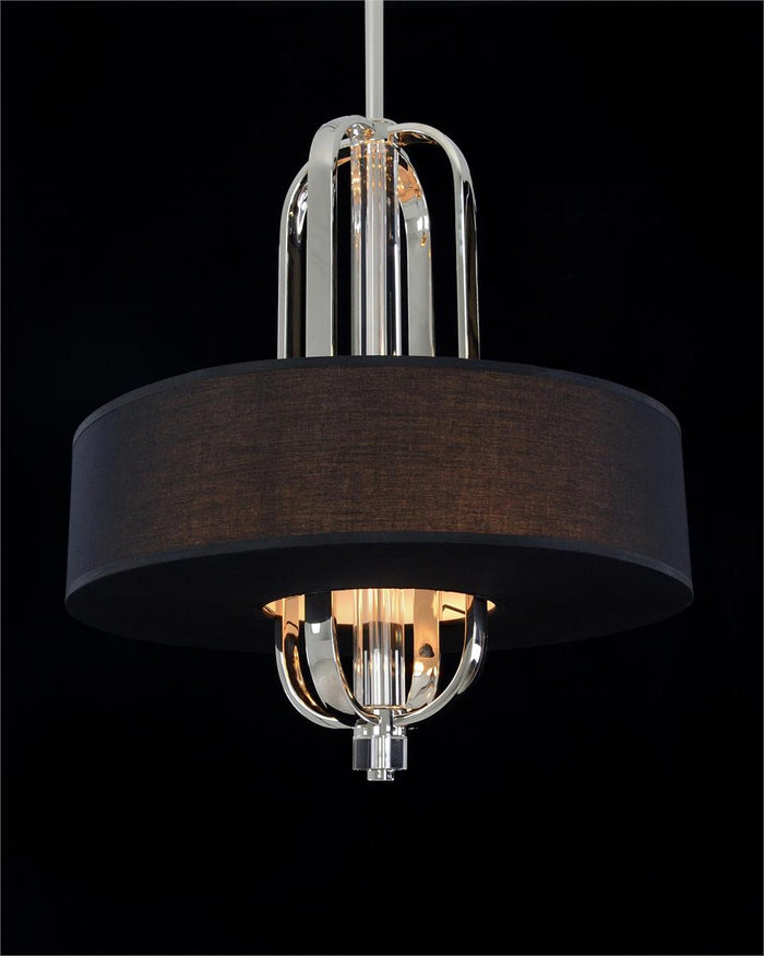 Terza Eight Light Nickel Cage Pendant With Shade - Luxury Living Collection